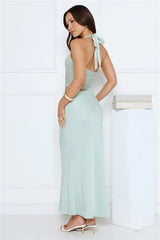 Celeste Shine Mesh Maxi Dress Sage