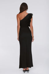 Nightfall Couture One Shoulder Maxi Dress Black