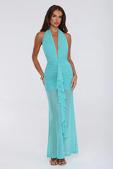 Born To Stand Out Halter Maxi Dress Aqua