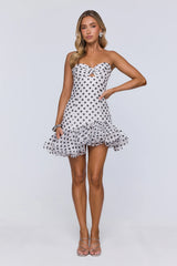 Trends In Focus Strapless Polka Dot Mini Dress White