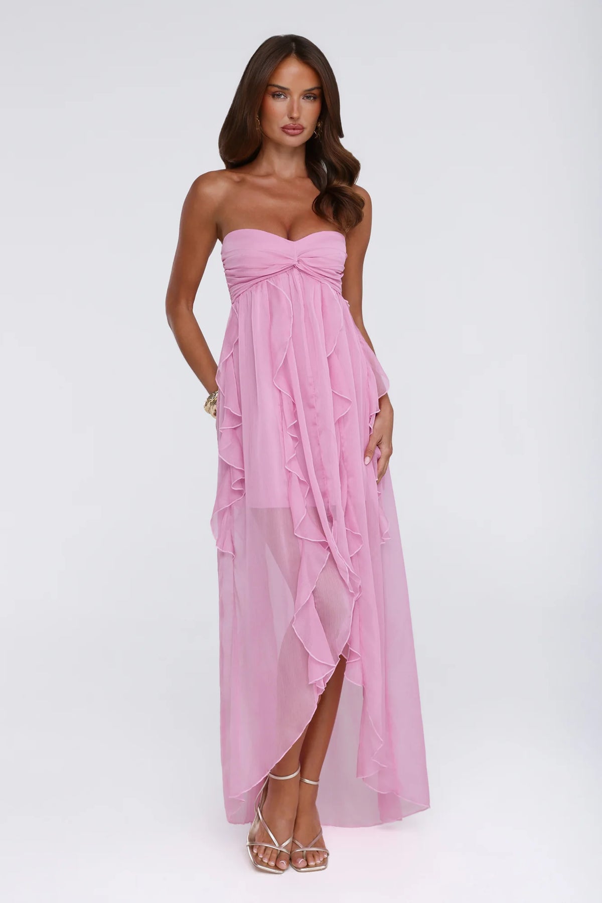 The Attention Rule Strapless Maxi Dress Pink