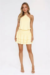 Glow Fantasy Halter Mini Dress Yellow