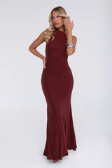 Rose Mist Halter Maxi Dress Burgundy