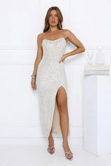 Your Reflection Maxi Dress Beige Sequin