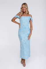 Chic Dream Off Shoulder Maxi Dress Blue