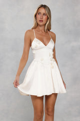 Sakura Dreams Satin Mini Dress Cream
