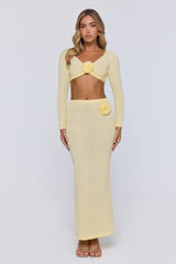 Sun Rose Knit Maxi Skirt Yellow