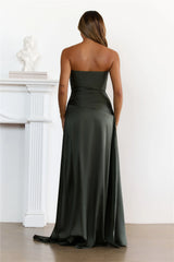 Sugar Cubes Strapless Maxi Dress Olive