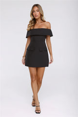 Tailored Allure Off Shoulder Mini Dress Black