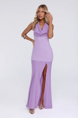 Champagne At Dusk Halter Maxi Dress Purple