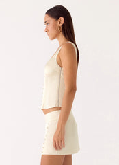 Posy Satin Top - Ivory