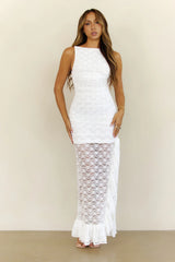 Sunlit Bloom Maxi Dress White