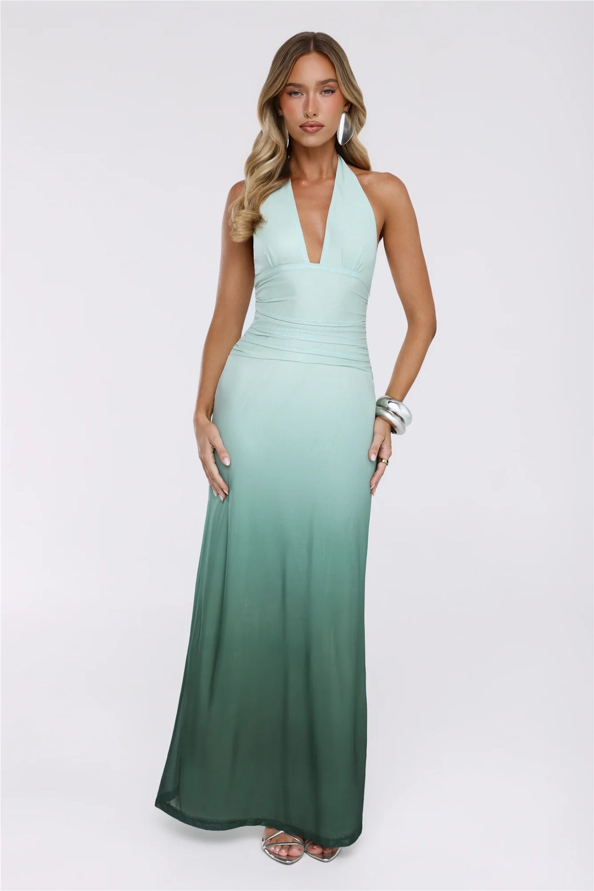 Pretty Feels Right Halter Mesh Maxi Dress Green
