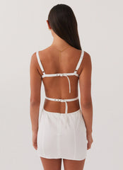 Naomi Backless Mini Dress - White