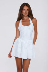 Bubbly Babe Halter Mini Dress Off White