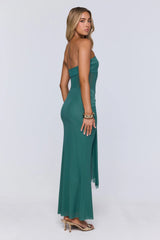 Kissable Strapless Mesh Maxi Dress Teal