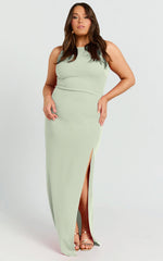 Indi Maxi Dress - Boat Neck Bodycon Dress in Sage