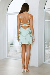 Singing Songs Mesh Mini Dress Sage