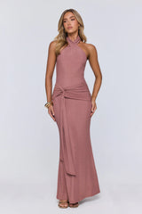 Glitter Through Twilight Halter Maxi Dress Pink