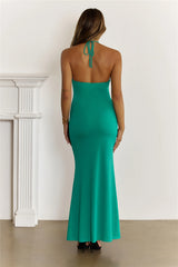 Glow After Dark Halter Maxi Dress Green