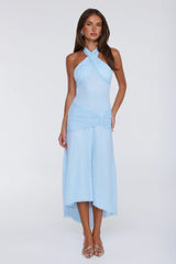 Late Night Society Lace Halter Maxi Dress Blue