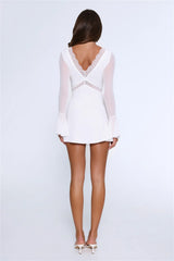 Flash Flair Long Sleeve Mini Dress White