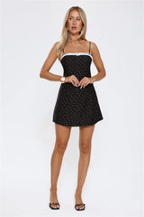 Dotted Luxe Mini Dress Black