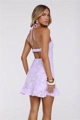 Crown On Halter Mini Dress Lilac