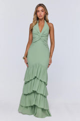 Pretty Moodboard Halter Maxi Dress Sage