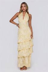 Mood Shift Halter Maxi Dress Yellow