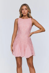Mood Board Muse Lace Mini Dress Pink