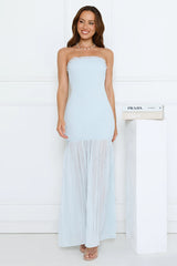 Petal Sunbeam Strapless Maxi Dress Blue