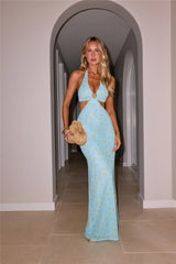 Garden Girly Halter Maxi Dress Ditsy Floral