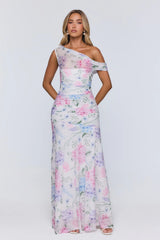 Soft Launch Energy Mesh Off Shoulder Maxi Dress Floral