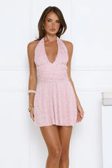 Champagne Joy Halter Mini Dress Pink