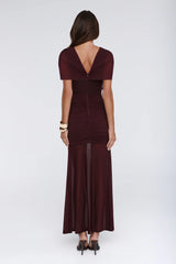 Effortless Theory Mesh Maxi Dress Burgundy