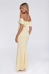 Contemporary Vibe Off Shoulder Maxi Dress Yellow