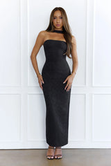 Stylish Fusion Halter Maxi Dress Black