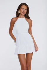 Sparkling Daylight Halter Maxi Dress White