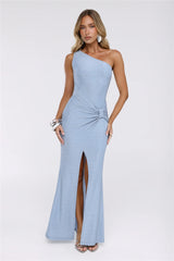 Dazzle Kiss One Shoulder Maxi Dress Blue