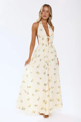 Sweet Reverie Halter Maxi Dress Yellow