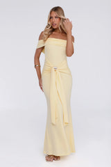 Contemporary Vibe Off Shoulder Maxi Dress Yellow