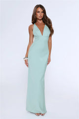 Midnight Luxe Satin Maxi Dress Sage