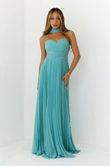 Sweetheart Pleated Scarf Maxi Dress Mint