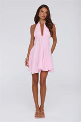 Poppy Kiss Halter Mini Dress Pink