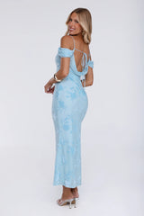 Chic Dream Off Shoulder Maxi Dress Blue