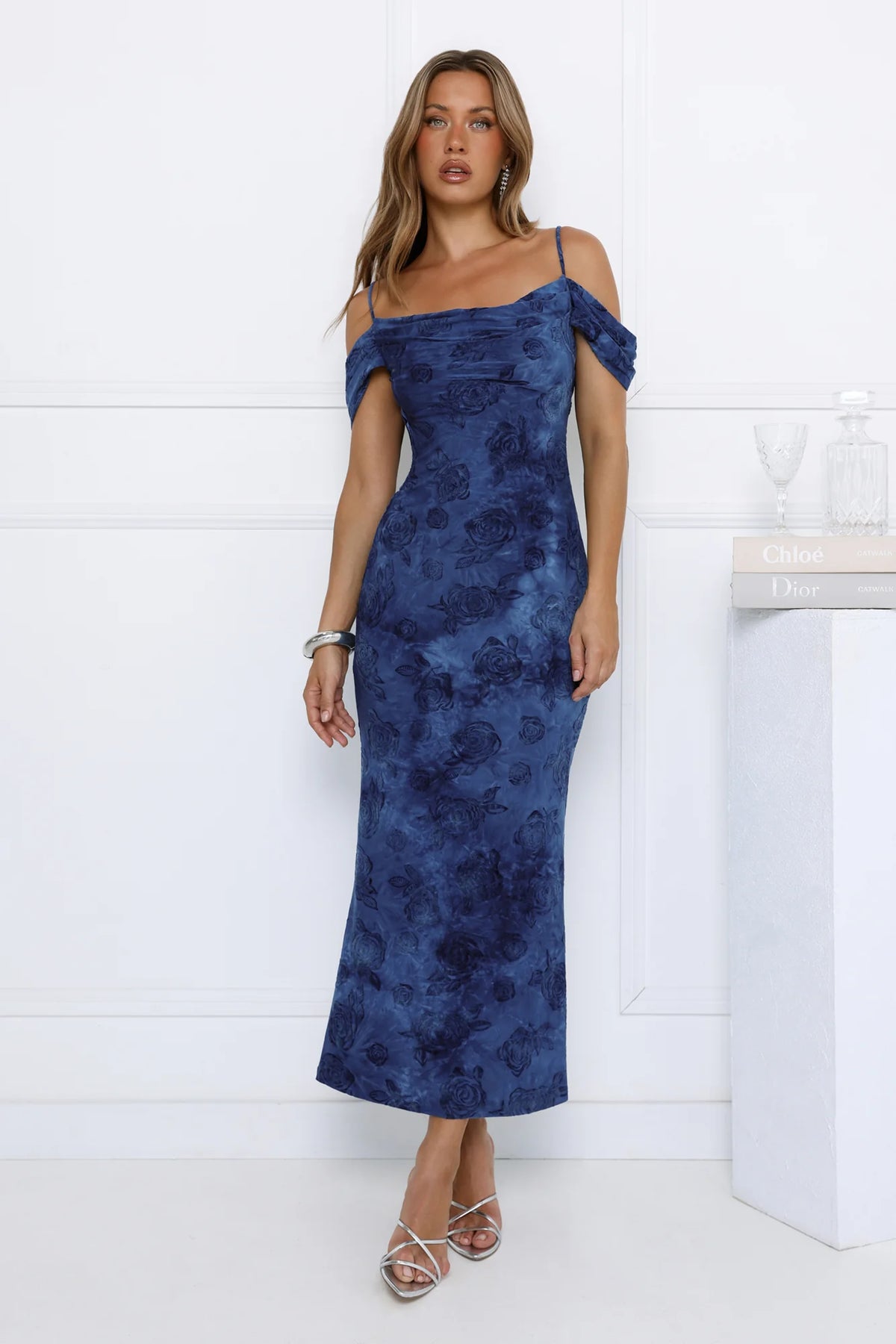 Mireille Off Shoulder Maxi Dress Blue