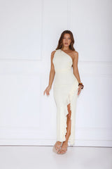 Style District One Shoulder Maxi Dress Yellow