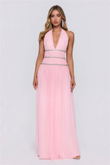 Summer Sparkle Halter Maxi Dress Pink