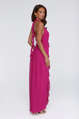Sea Glass Nights Halter Maxi Dress Fuchsia